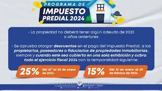 Otorgan descuentos en pago del impuesto predial 2024 [upl. by Aniraad]