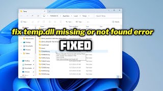 FIXED tempdll missing or not found error in windows 1011 [upl. by Gader301]