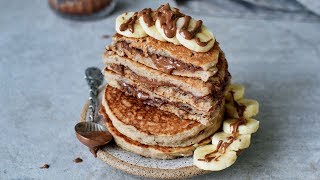 Chocolate Stuffed Pancakes Vegan And GlutenFree [upl. by Aitnohs]