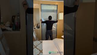 Switchable film apply at hotel bathroom glass [upl. by Zined125]