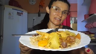 ALMOÇO DE SÁBADO COMENDO MACARRÃO FEIJÃO FRANGO LEGUMES [upl. by Dranoel125]