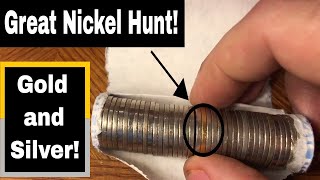 Coin Roll Hunting Nickels  Silver and Gold Found [upl. by Jedthus801]