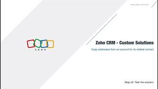 Copy address information from account to contact  Zoho CRM Solutions [upl. by Dicks]