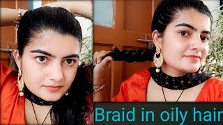 Braid in oily hair oiled hair sleek combing oiled hair lice combing sleek braid pretty nishu [upl. by Yeca]