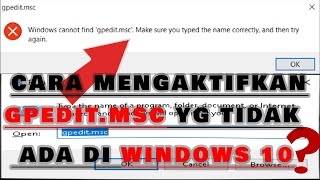 gpeditmsc tidak ada di windows 10 [upl. by Ahsienauq]