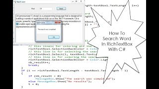 How To Search Word In RichTextBox With C [upl. by Slemmer]