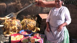 PREPARANDO POLLO ALA BRASA EN EL CAMPO  COCINA CON MAMILA [upl. by Kehr]