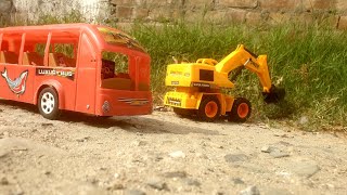 Accident Bus Car quot Empty Load quot Recovery By Excavators Bus Car Video [upl. by Lynna]