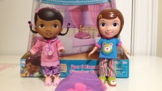 Doc McStuffins and Emmie Slumber Party with Dottie Playset Review [upl. by Lleinnad]