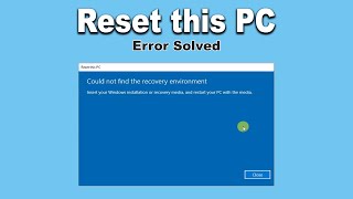 Solved Could not find the recovery environment  Insert your windows installation recovery media [upl. by Eruot780]