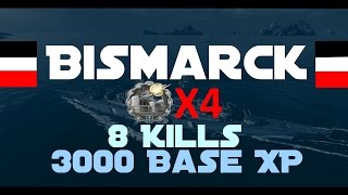 Bismarck ✖️ 8 kills ✖️ 4 close quarters ✖️ 3k base xp ✖️ 160k damage ✖️ epic torpedobeats [upl. by Kissel418]