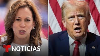 Harris y Trump aprietan a un mes de las elecciones y con las encuestas reñidas  Noticias Telemundo [upl. by Ahsirpac]