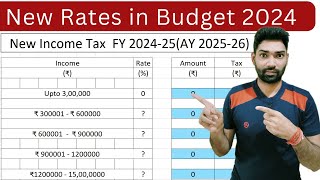 Income tax slab rates changes for FY 2024 25 AY 2025 26 in Budget 2024  Tax on salaried person [upl. by Jegger]