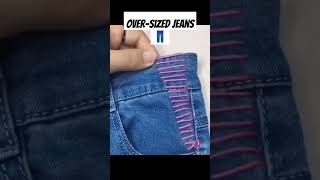 jeans ki fitting kaise kare 🔥oversized jinas casualstyle fashion shorts fashiontrends [upl. by Aztilem]