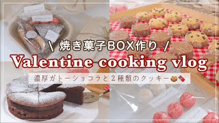 【焼き菓子BOX】バレンタインVLOG🍫｜可愛い焼き菓子BOXを作ろう♡！焼き菓子3種のレシピとラッピング｜お菓子作りで過ごす１人時間｜濃厚ガトーショコラ・ディアマンクッキー・スノーボールクッキー [upl. by Laughry448]