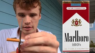 Cutting the Filter off a Malrboro Red 100 and Smoking It [upl. by Goldsmith]