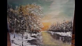 winterlandschap schilderen met acrylverf [upl. by Lasyrc]