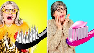 Grandma Challenge BROKE vs RICH GRANDMA  Funny Relatable Situations [upl. by London]