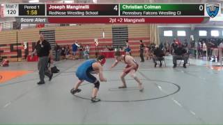 40 Cadet 120 Joseph Manginelli RedNose Wrestling School vs Christian Colman Pennsbury Falcons Wrestl [upl. by Rosenkrantz]