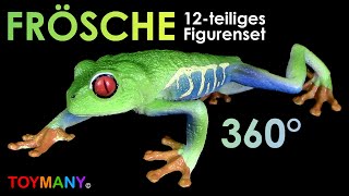 Toymany © 12 Frösche  Frogs  Playset  Spielset  360° Nahaufnahme  Close up [upl. by Kimmi]