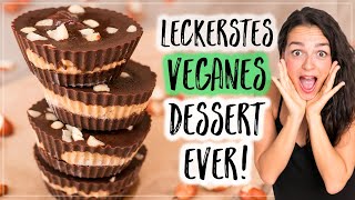 BESTES VEGANES DESSERT ohne Haushaltszucker  Leckeres Rezept für Schoko Peanut Butter Cups 😋 [upl. by Gilberte]