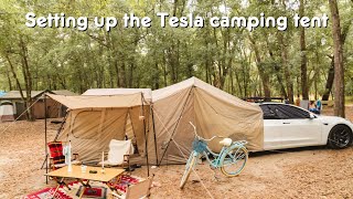 Tesla tent setup Otrifowd AC tent for Tesla Model 3ampY for Tesla Camping [upl. by Olrac480]