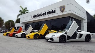 Lamborghini Aventador Gallardo Huracan drive by Supercar Paradise at Lambo Home Lamborghini Miami [upl. by Krystin]