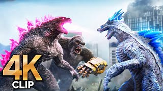 Godzilla amp Kong Vs Shimo amp Skar King  Fight Scene  GODZILLA X KONG THE NEW EMPIRE Movie CLIP 4K [upl. by Honan]