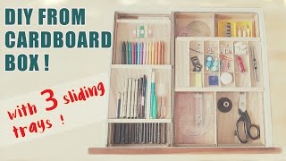 3 Level Cardboard Desk Drawer Organizer with Sliding Trays Recycle DIY [upl. by Clements]