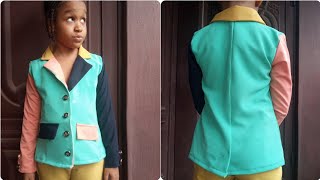 📌How to draft a Notched collar blazer Jacket for kidsfree Self drafted patternsewing suit for kids [upl. by Fortunna264]