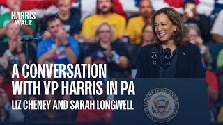 VP Kamala Harris Conversation in Pennsylvania with Liz Cheney amp Sarah Longwell [upl. by Maillij12]