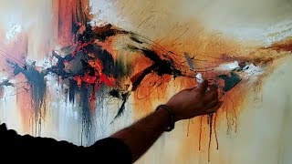 Abstract painting  Demonstration of abstract painting quotPainted Rythmquot  Acrylics [upl. by Yednil418]