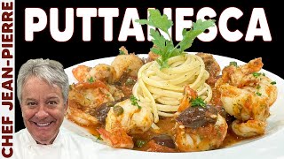 The Perfect Pasta alla Puttanesca with Shrimp  Chef JeanPierre [upl. by Enahc]