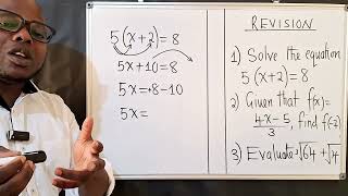 Revision  Algebra  Function  Roots  Grade 9 [upl. by Petronella784]