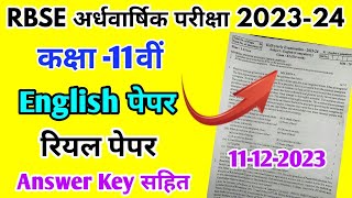 RBSE Class 11th English Half Yearly Paper 202324 Rajasthan Board Half Yearly Exam 11th Class Paper [upl. by Nojel371]