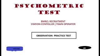 BMRCL RECRUITMENT  NAMMA METRO  SCTO PSYCHOMETRIC TEST OBSERVATION TEST [upl. by Benedict657]