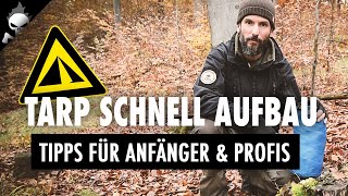 TARP AUFBAU – SchnellaufbauSystem für Tarp Zeltplane bei Regen  Variante Tipps für Anfänger [upl. by Nonah718]