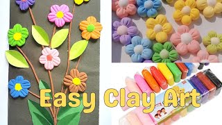 How to make clay flower Clay wall hanging flower DIY craft Tonniartandcraft [upl. by Enayr]