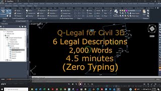 QLegal creates 6 survey descriptions from Civil 3D parcels in Word in 4 minutes with zero typing [upl. by Adnarym]