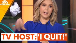 ‘I QUIT’ LIVE On TV  Sunrise star Edwina Bartholomew fumes over motherhood news story [upl. by Killam]