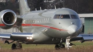 Bombardier Global 6000 VistaJet Take Off at Airport BernBelp [upl. by Ahrendt]