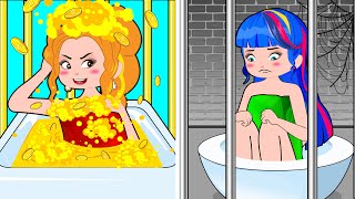 Rich vs Broke Princess in Jail  Funny Situations in Jail  Hilarious Cartoon Animation [upl. by Siron]