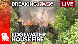 LIVE SkyTeam 11 is over a 2alarm house fire in Edgewater  wbaltvcom [upl. by Azne897]