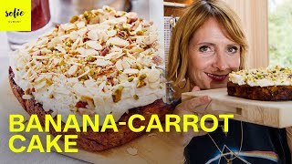 Vegan bananacarrot cake in de airfryer met smeuïge cheese topping 🍌🥕🤩  Sofie Dumont [upl. by Notterb]