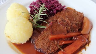 Saftiger RINDERBRATEN in Rotweinsauce selber machen  Schritt für Schritt Anleitung kochen [upl. by Ariat]