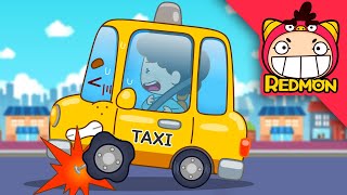 Taxi with a flat tire  Easy Clean Repair Shop  Save the taxi  Cartoons  REDMON [upl. by Okram]