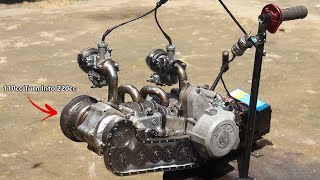 Turn Motorcycle Engine Into 2 Stroke Opposed piston engine Part 2 [upl. by Vange838]