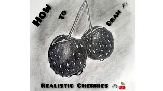 Realistic Cherries Drawing 😍🍒 howtodraw cherries tranding youtube drawingStep by step [upl. by Doscher]