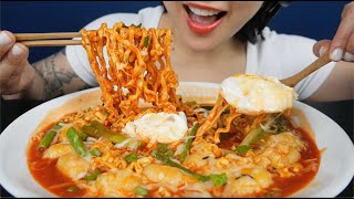 CHEESY RICE CAKE SPICY SAMYANG NOODLE ASMR EATING SOUNDS NO TALKING  SASASMR [upl. by Sancho]