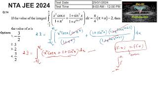 If the value of integral  pi2 pi2 x2 cos x1pixJEEMain2024session 129 Feb Shift 1NTA [upl. by Kiyohara]